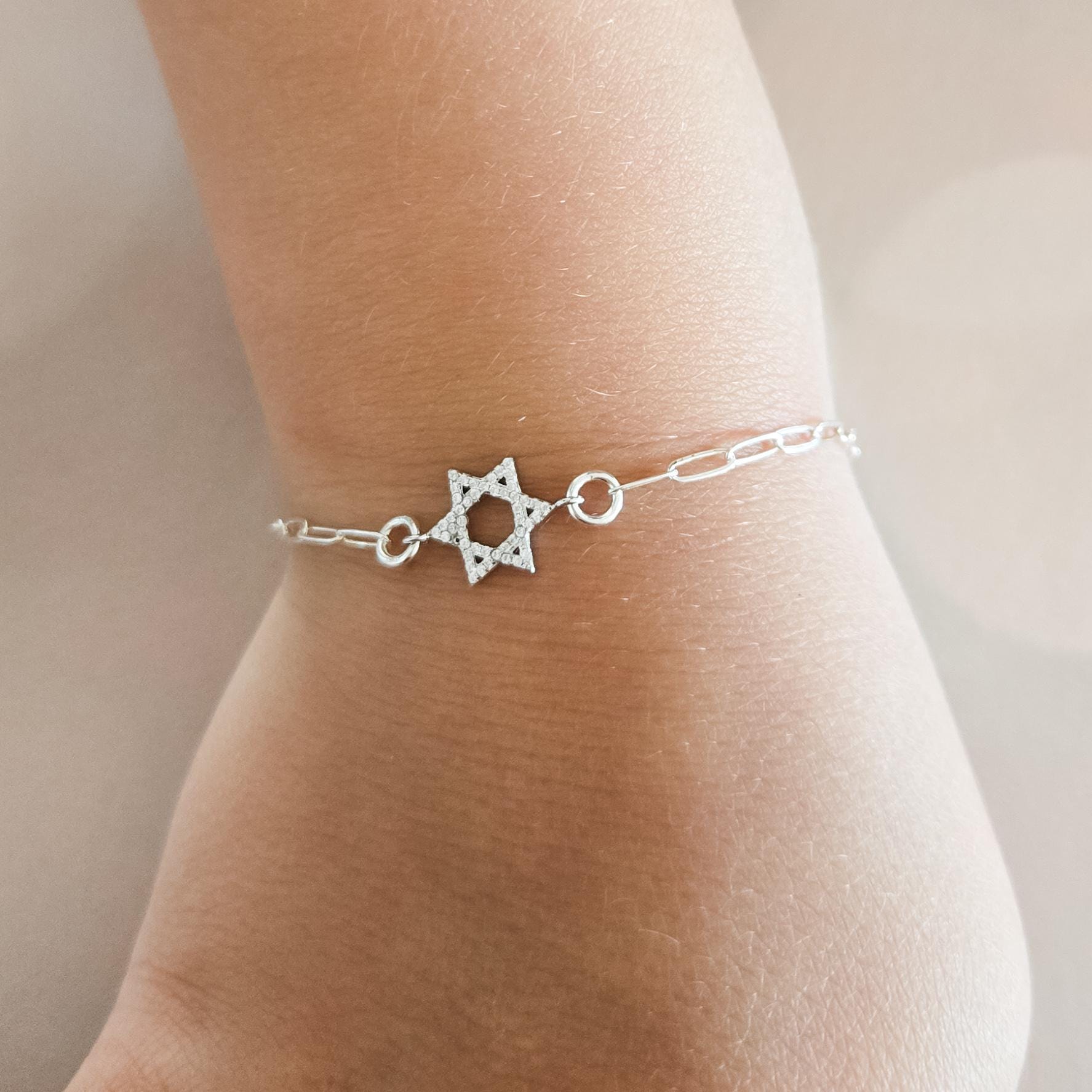 Crystal Personalized Magen David Bracelet