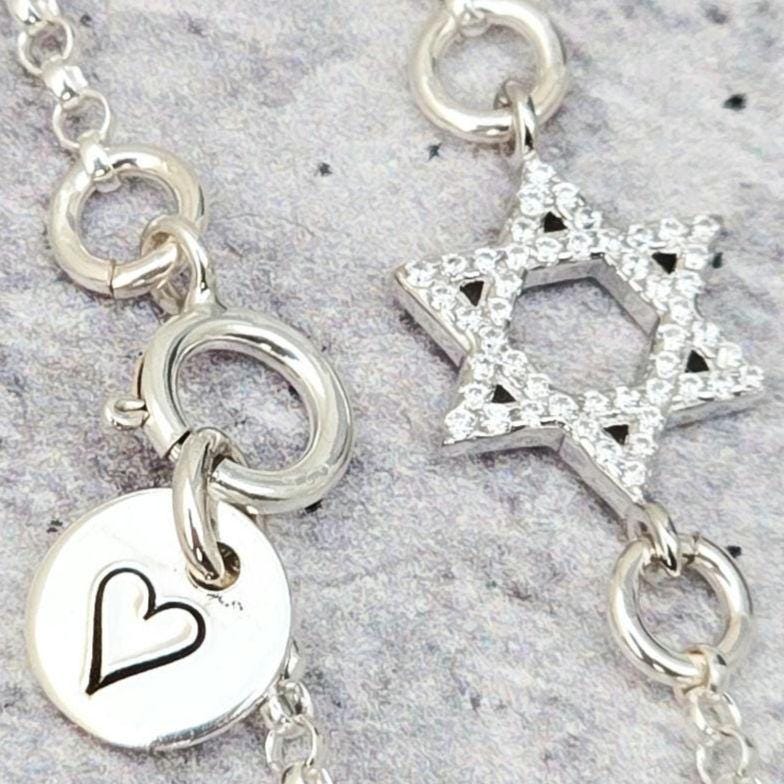 Crystal Personalized Magen David Bracelet