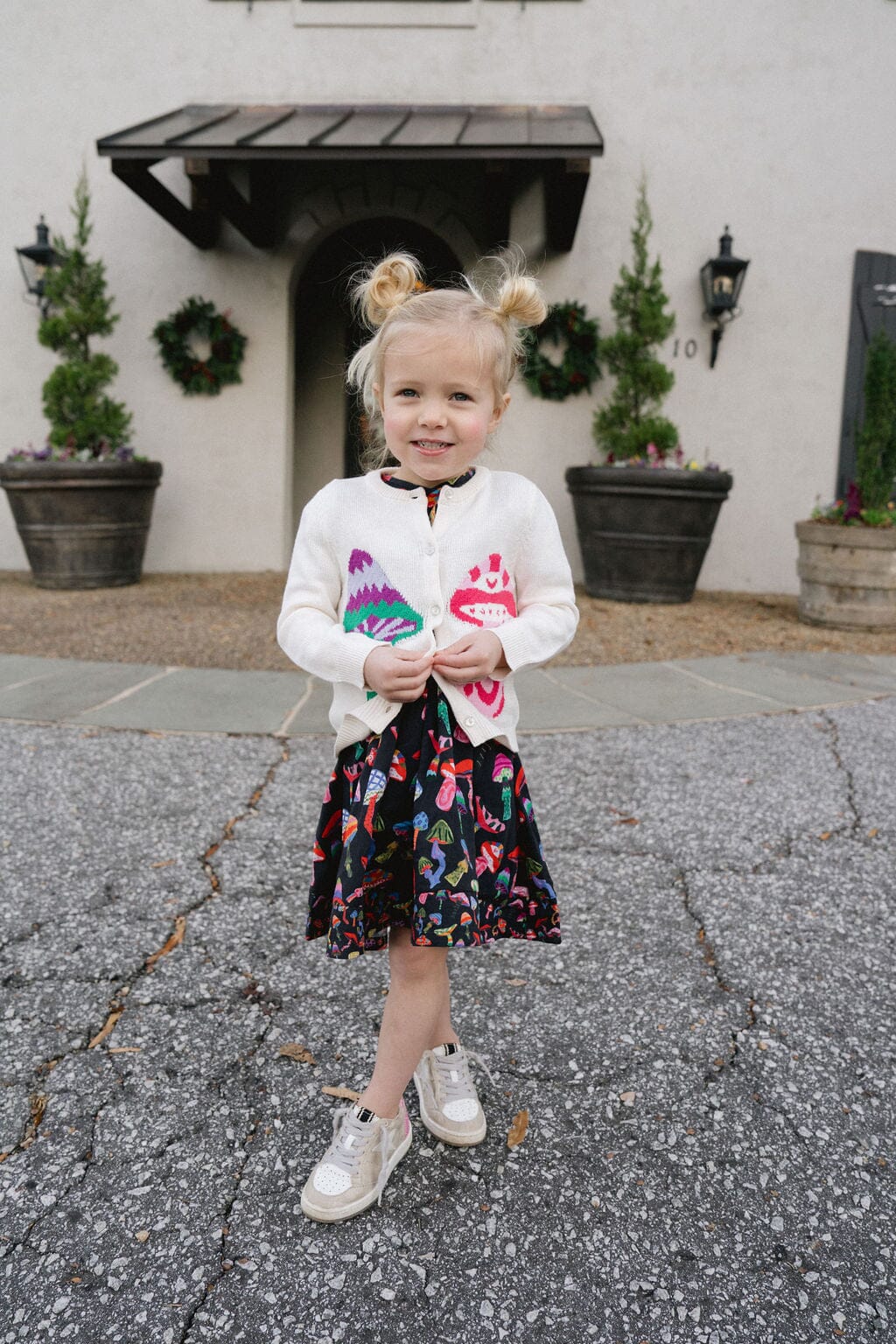 Girls Evelyn Cardigan - Groovy Mushrooms