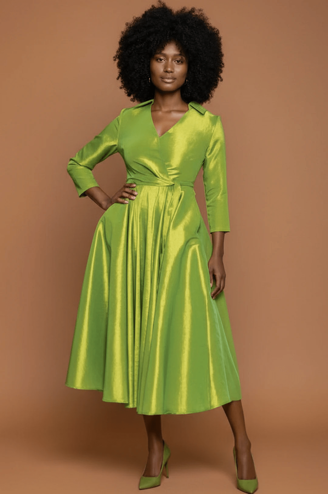 green faux wrap dress Ireland Silky Angel Sleeve Faux Wrap Dress Jade XS