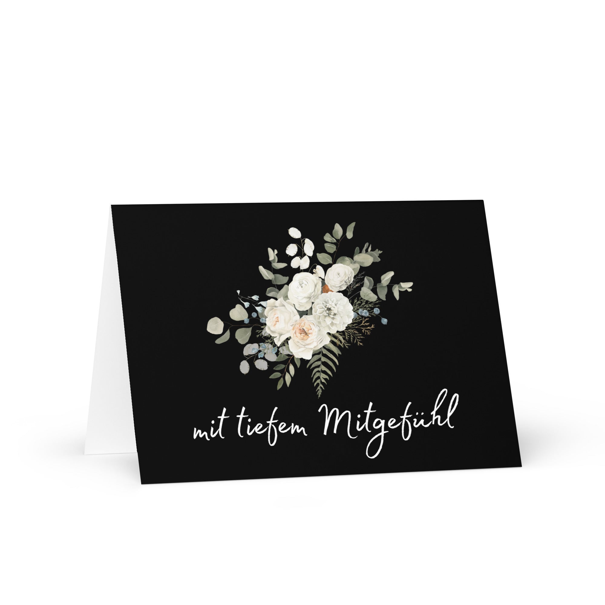 Mit tiefem mitgefühl (With deepest sympathy) German Greeting card - Card for grief - Condolences card black flowers
