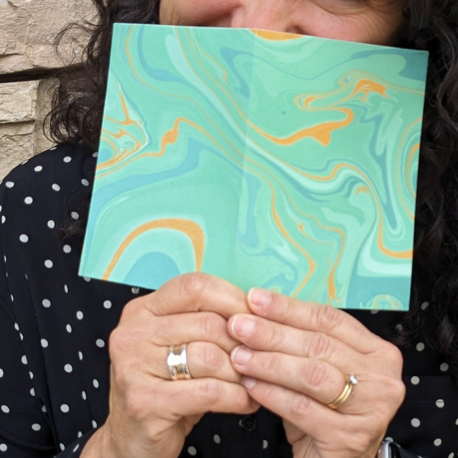 Jade & Gold Marbled Greeting Card