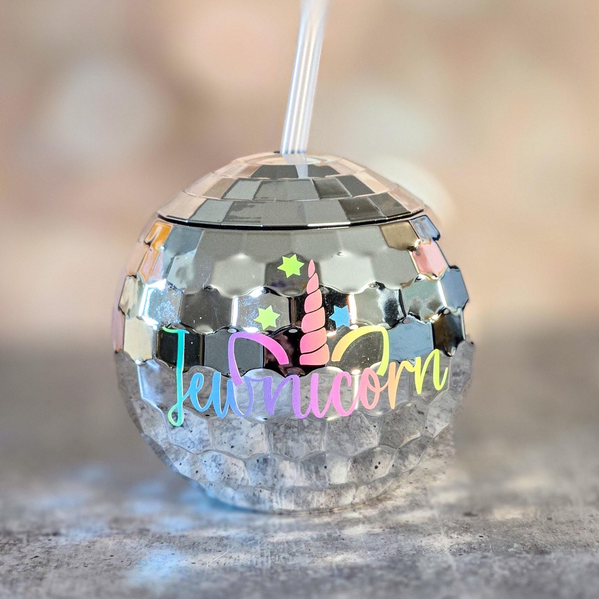 Jewnicorn Rainbow Disco Ball Drink Tumbler