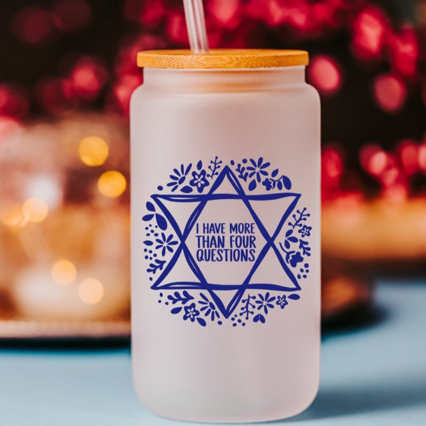 More Than Four Questions Printed Glass Can Cup