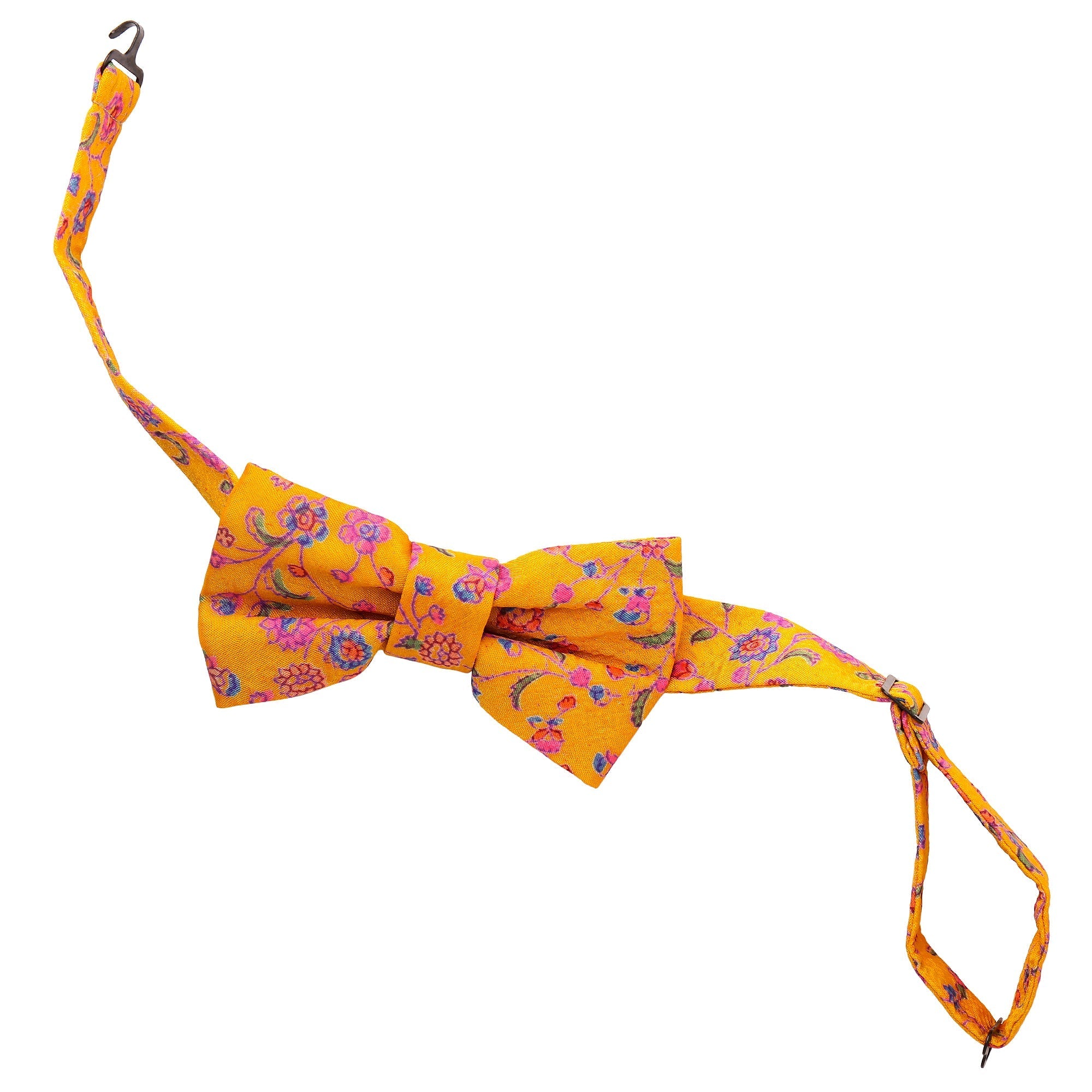Mustard Floral Saree Bowtie