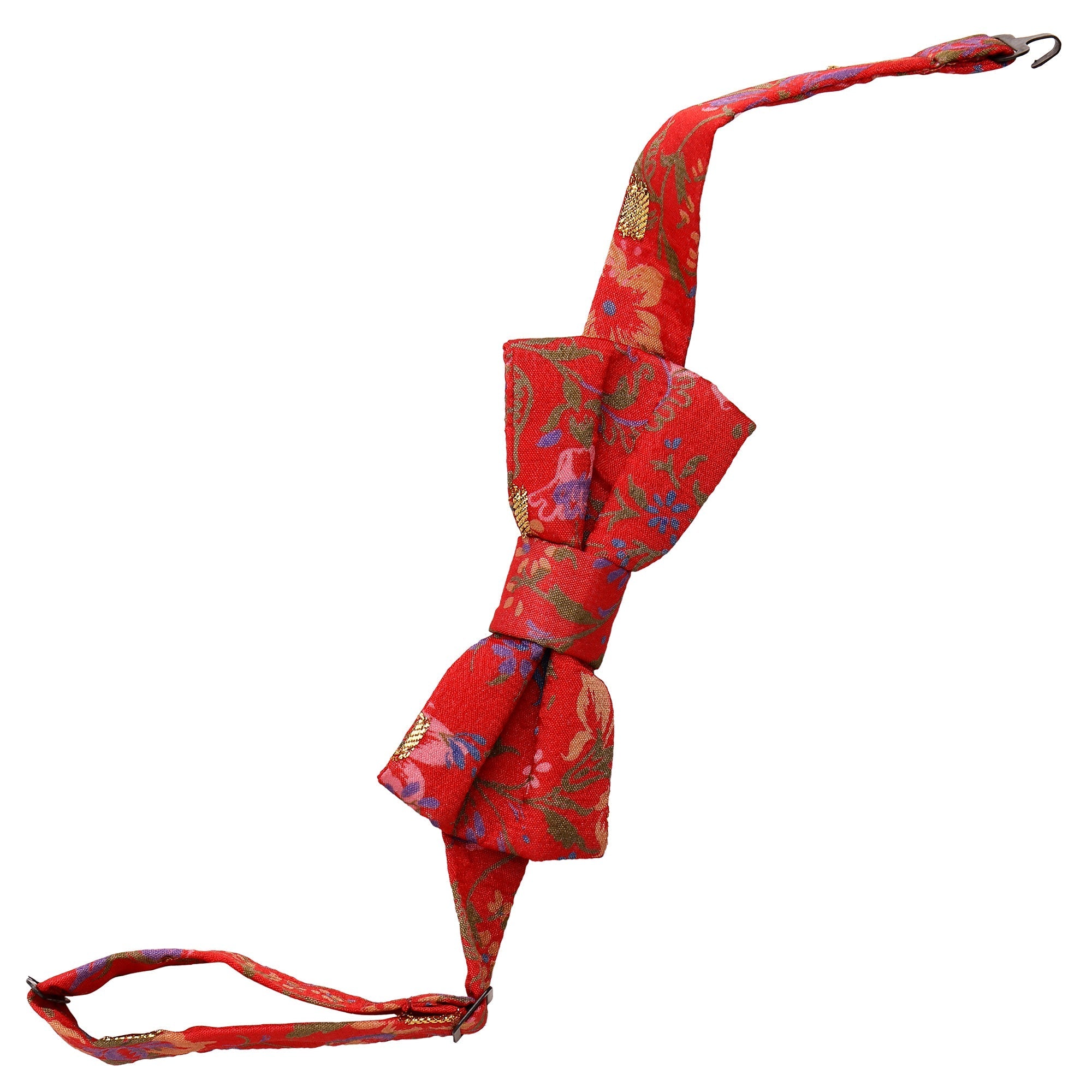 Red and Gold Saree Bowtie