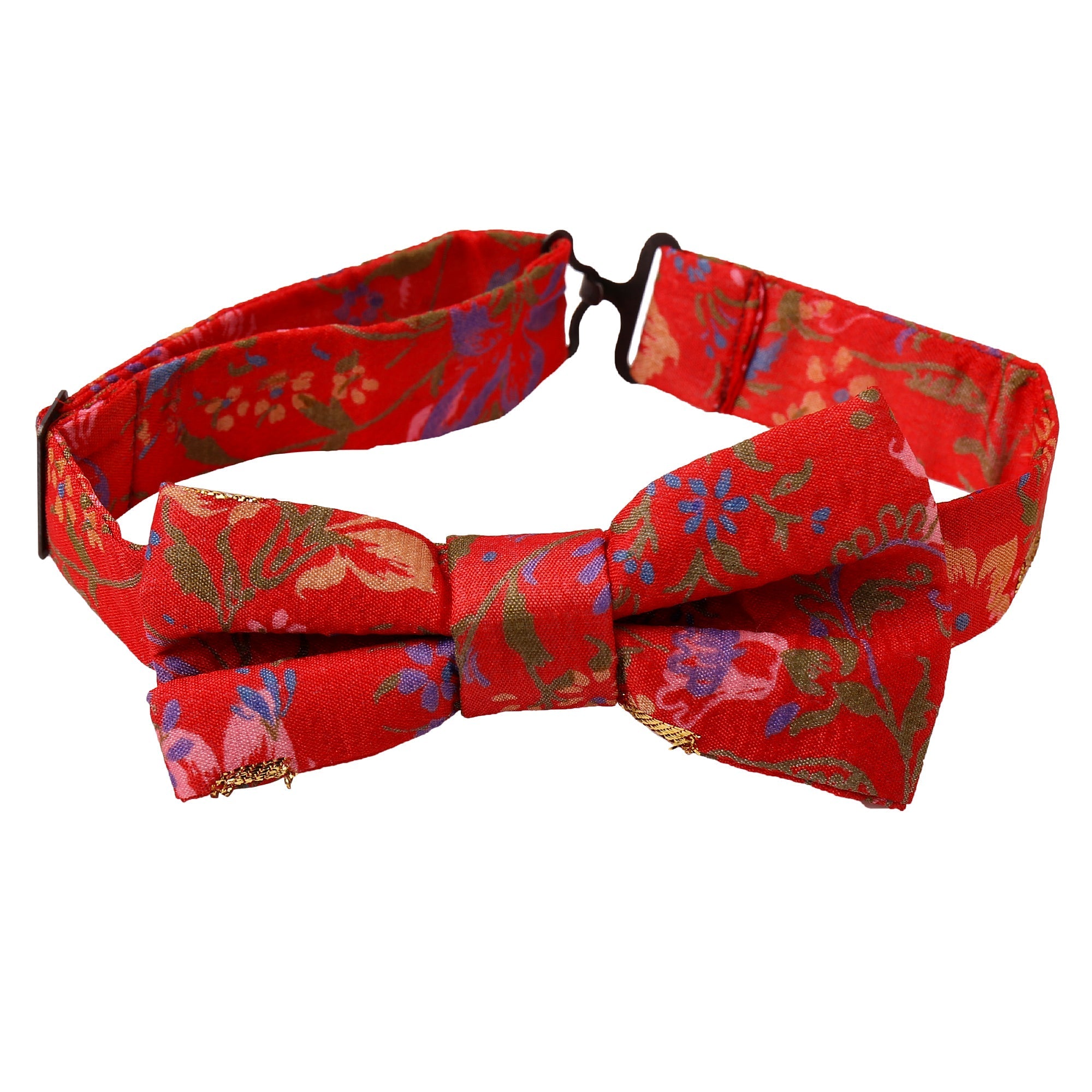 Red and Gold Saree Bowtie