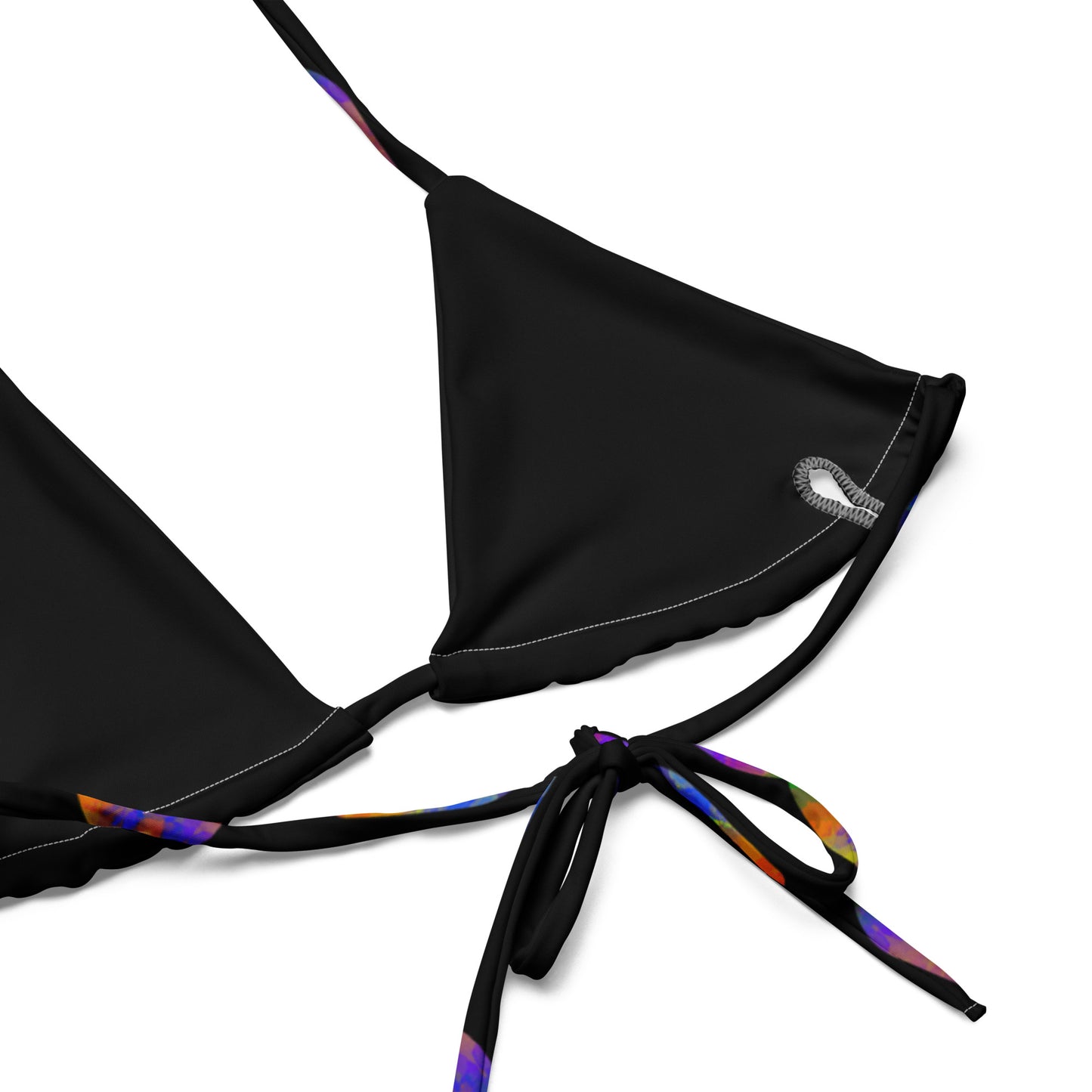 Rainbow color splash recycled string bikini - black