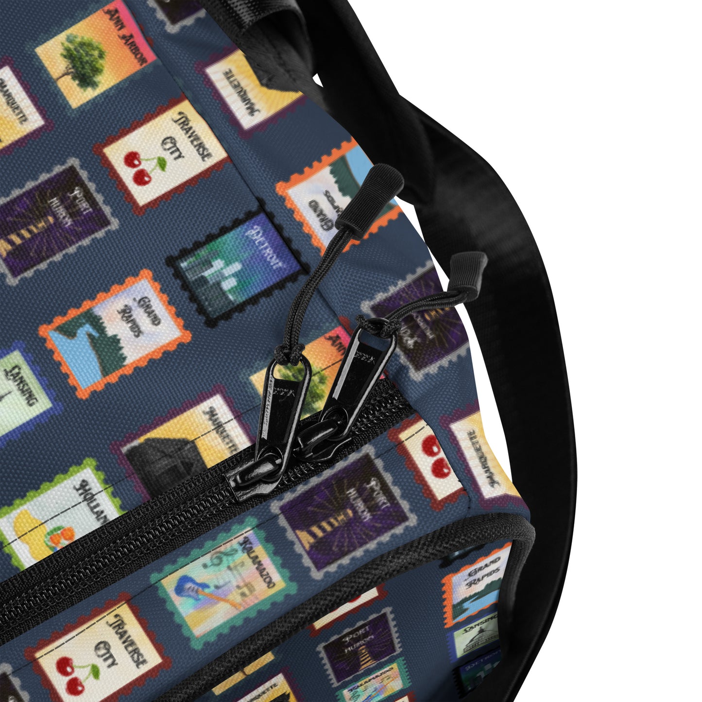 Michigan cities postage stamp Duffle bag