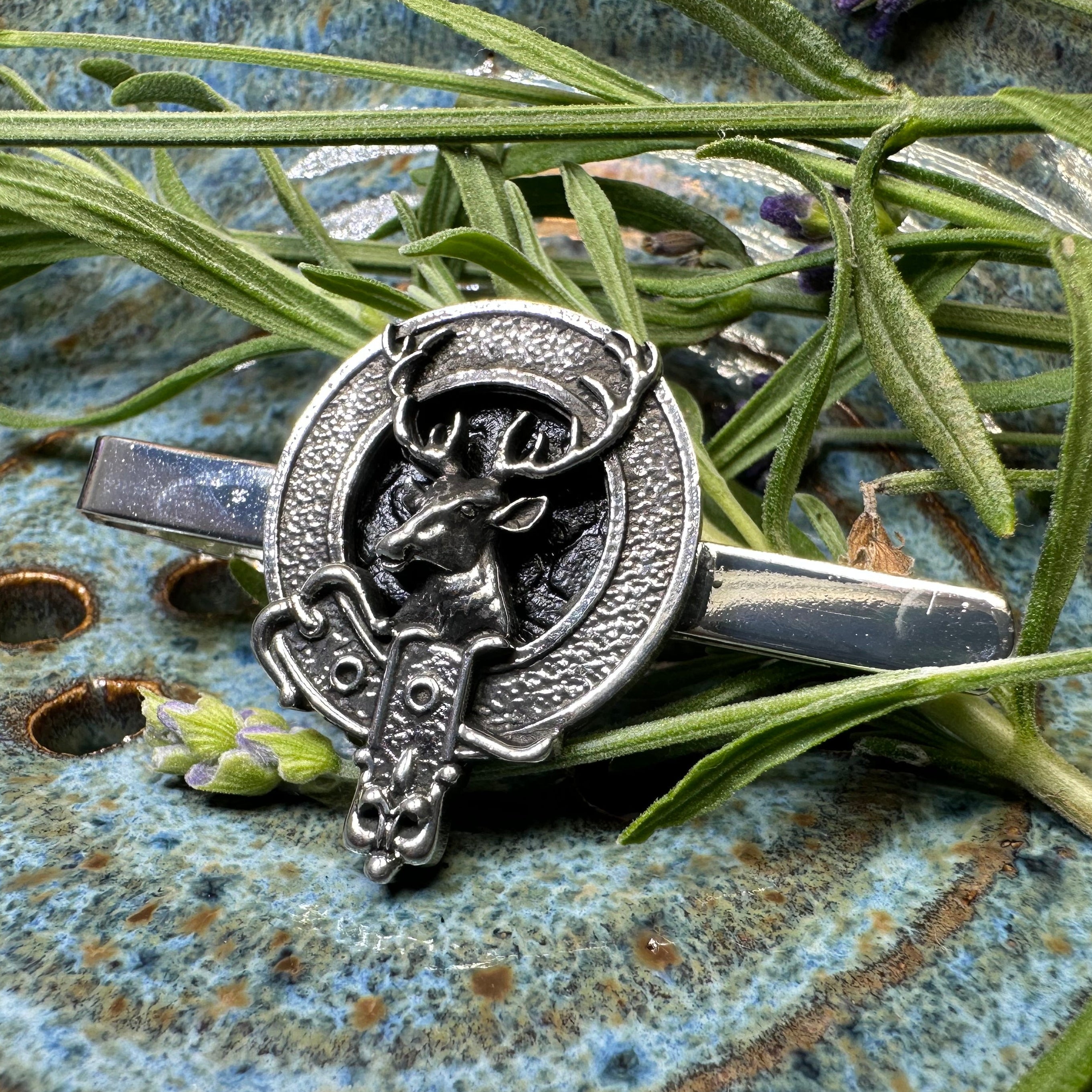 Highland Stag Pewter Tie Bar for Men - Handmade in Scotland