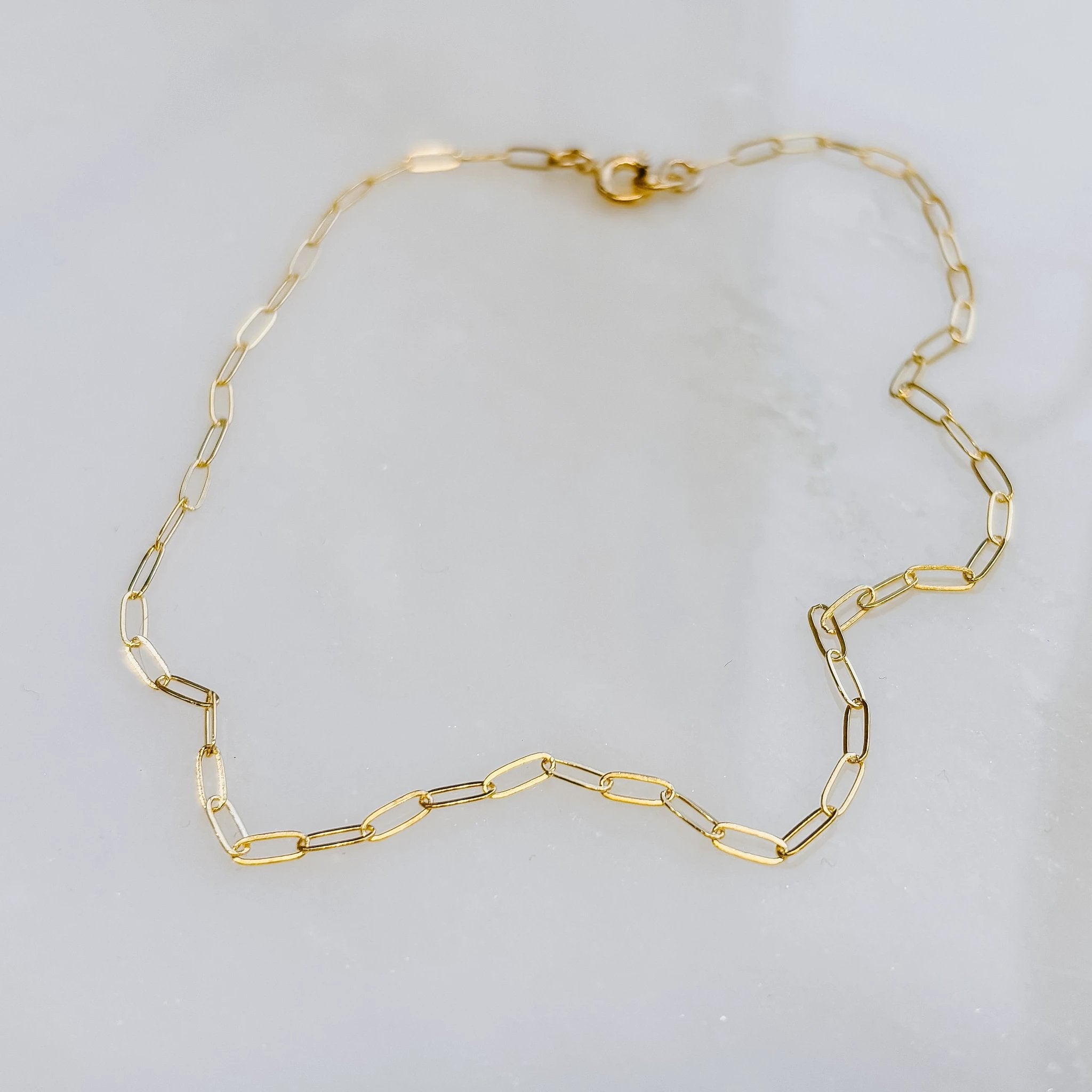 Dainty Paperclip Chain Anklet by Derive Jewelry