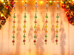 2 Feet Long Multicolor Gota Ring Hanging with bell Ornament, Set of 5