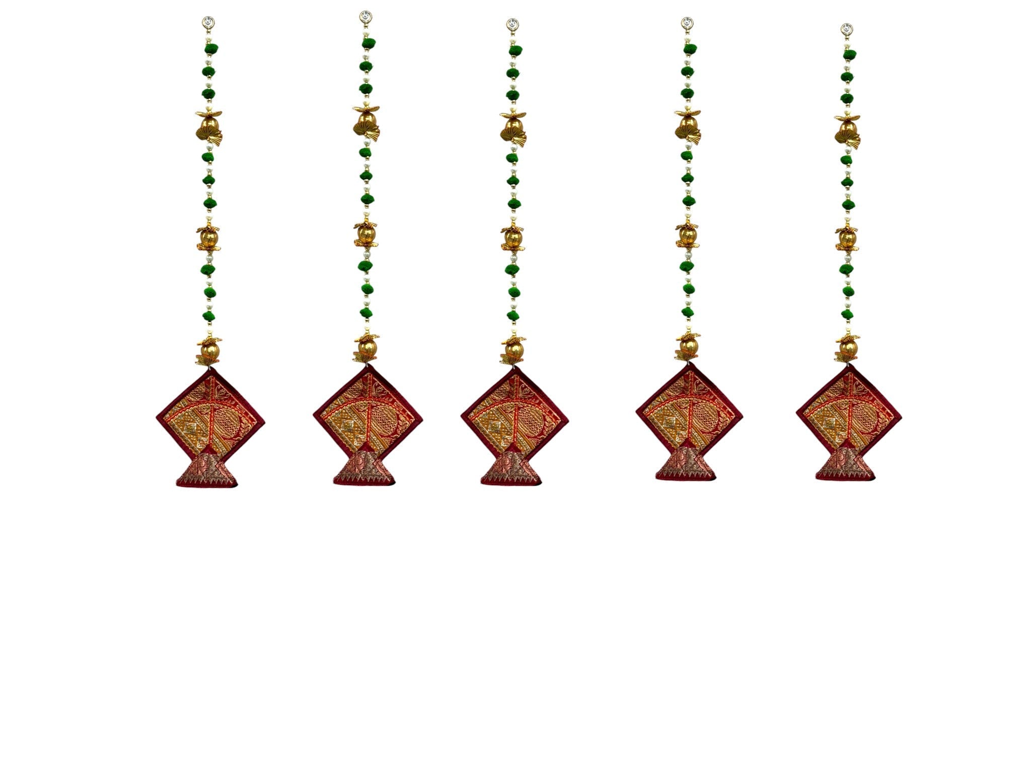 26" Long Gota Ball & Pearl Lari with Kite Tassels for Lohri or Makar Sankranti, Set of 5