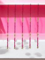 52" Long Pompom & Real Mirror Lari, Set of 5