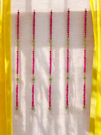 52" Long Pompom & Real Mirror Lari, Set of 5