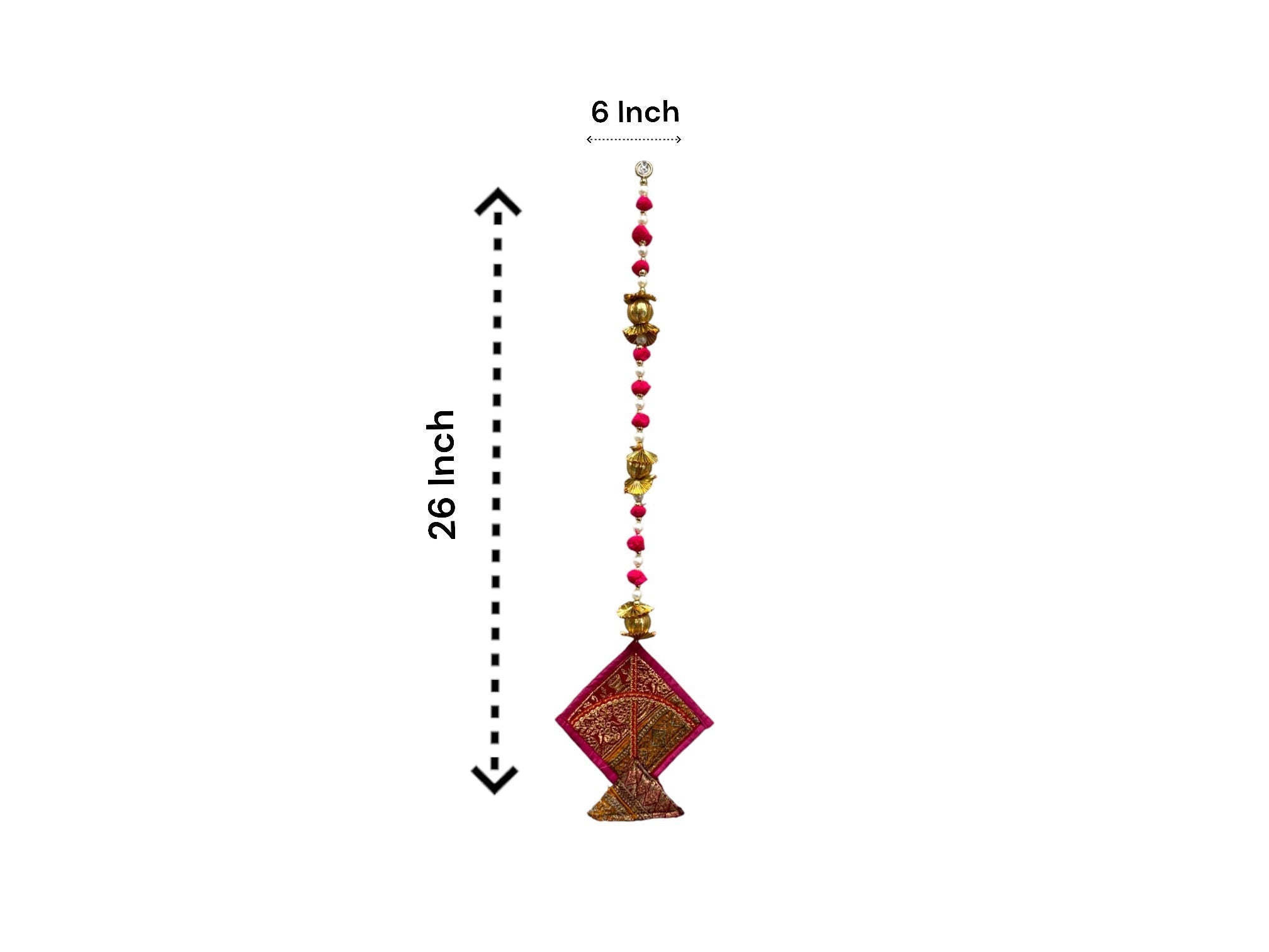 26" Long Gota Ball & Pearl Lari with Kite Tassels for Lohri or Makar Sankranti, Set of 5