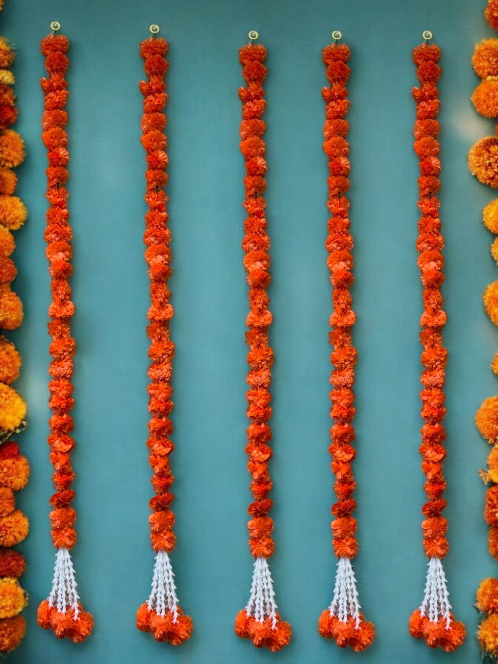 52" Long Artificial Marigold Lari, Set of 5