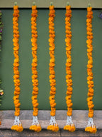 60" Long Artificial Marigold Lari, Set of 5