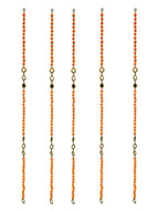52" Long Pompom & Real Mirror Lari, Set of 5