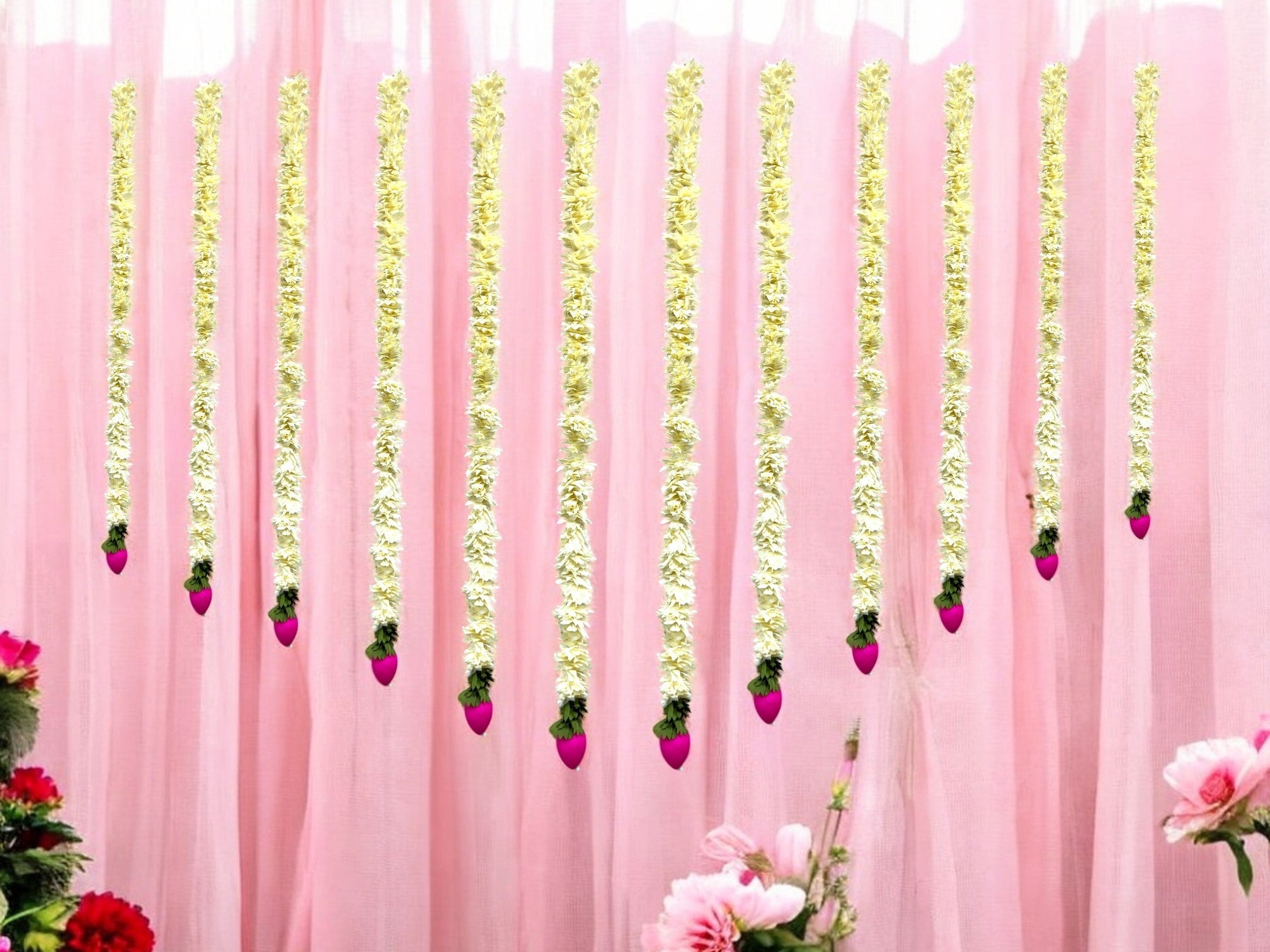 3 Feet Long Plastic Lotus Lari, Set of 12