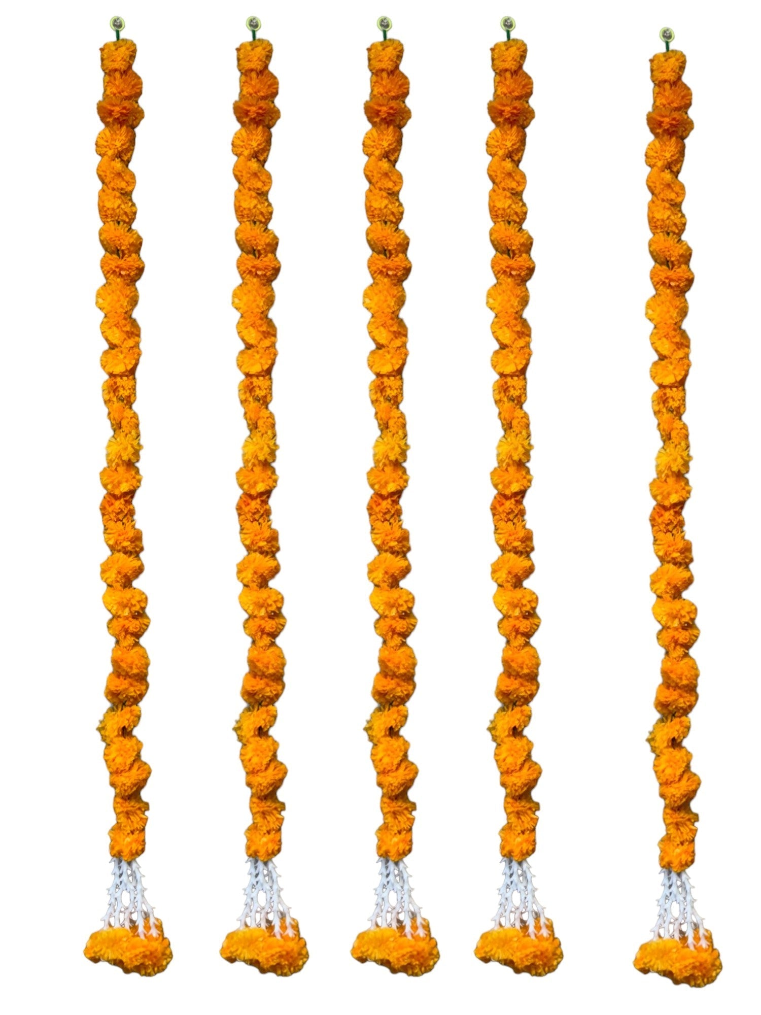 52" Long Artificial Marigold Lari, Set of 5