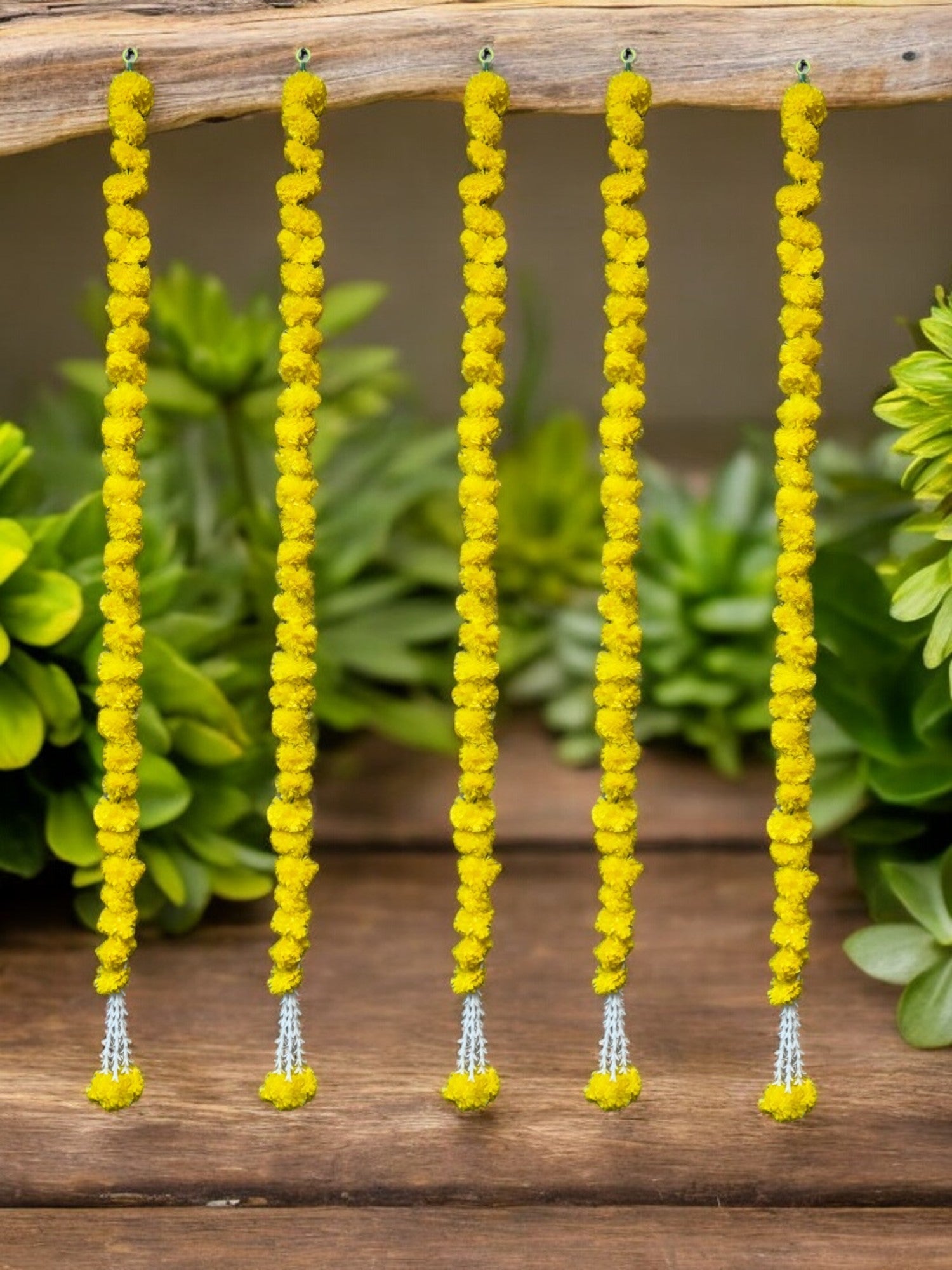 60" Long Artificial Marigold Lari, Set of 5
