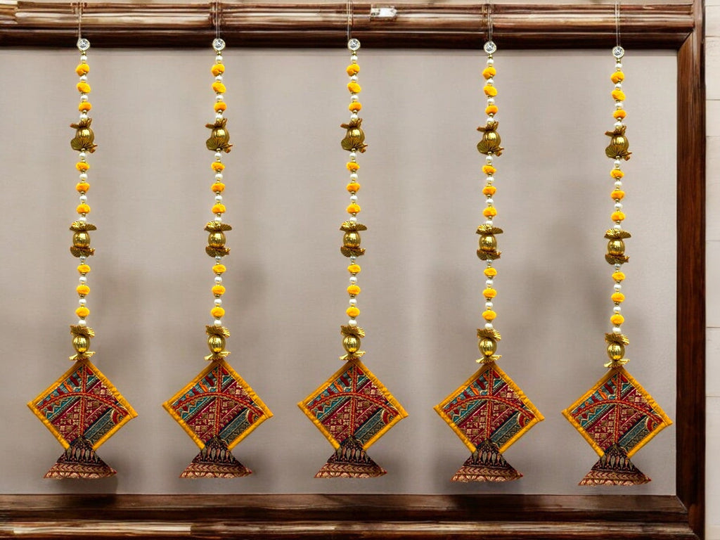 26" Long Gota Ball & Pearl Lari with Kite Tassels for Lohri or Makar Sankranti, Set of 5
