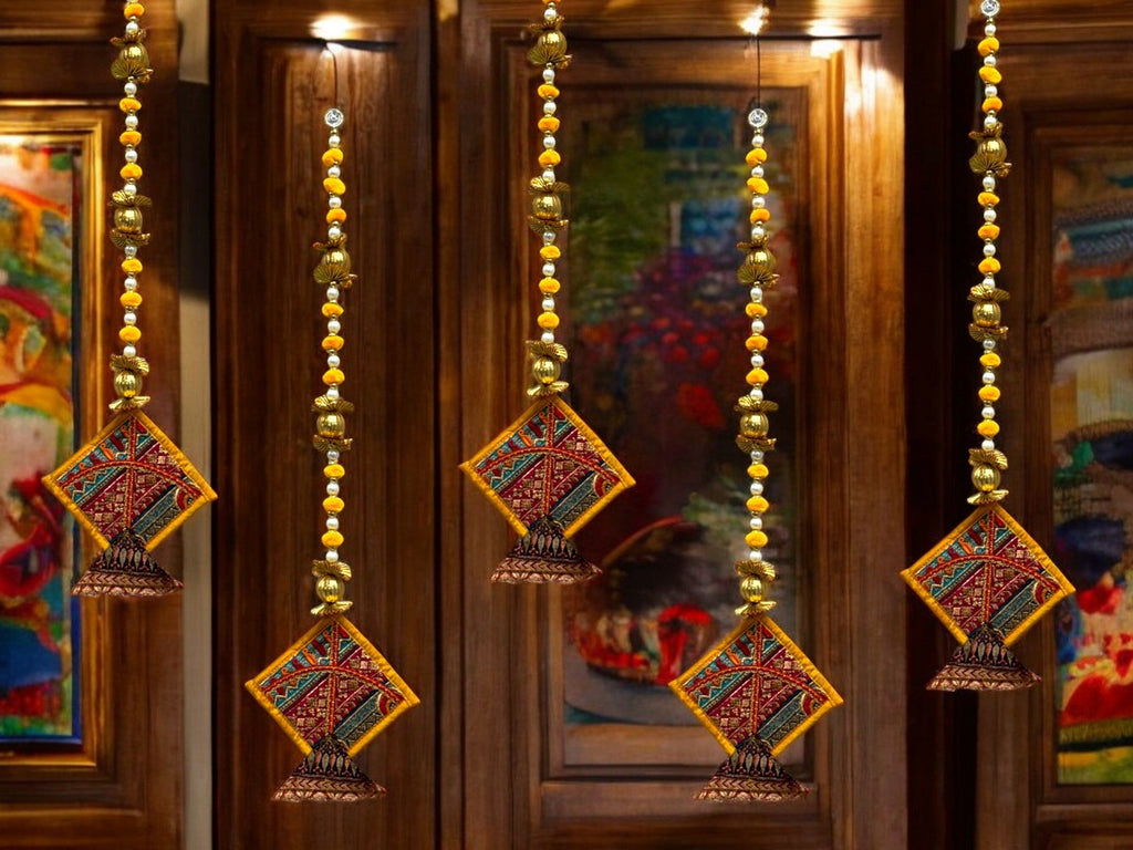 26" Long Gota Ball & Pearl Lari with Kite Tassels for Lohri or Makar Sankranti, Set of 5