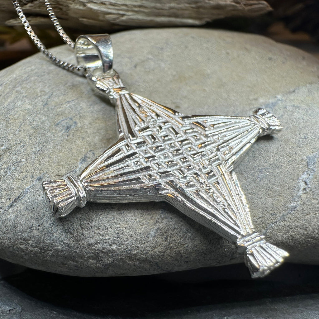 Artisan Sterling Silver Irish St. Brigid's Cross Necklace - Made in Ireland