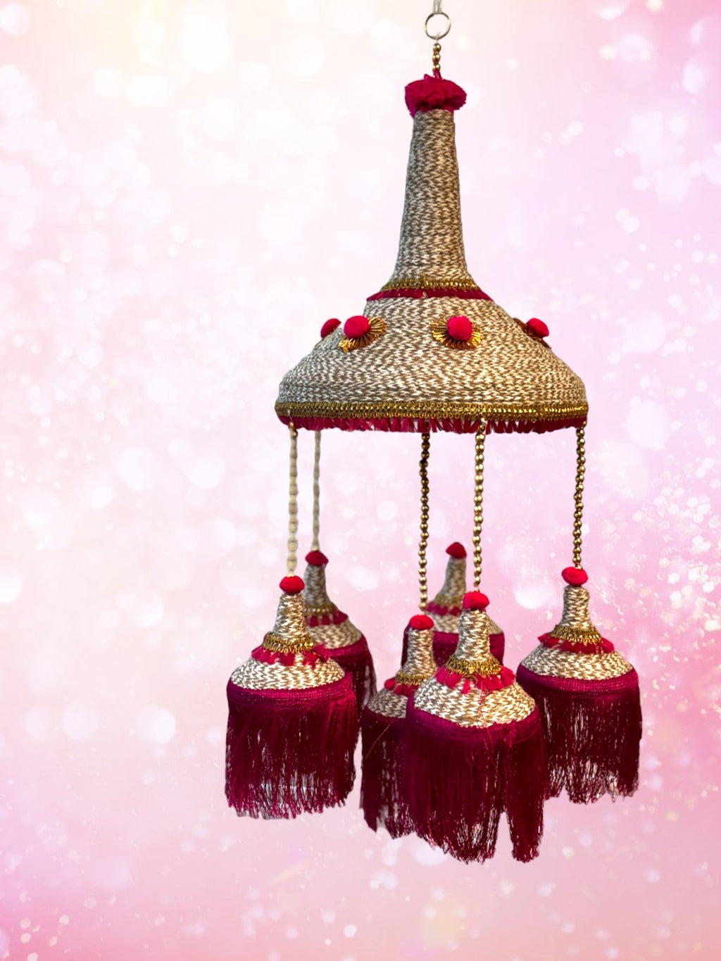 Jute Jhoomer with PomPom & Tassels