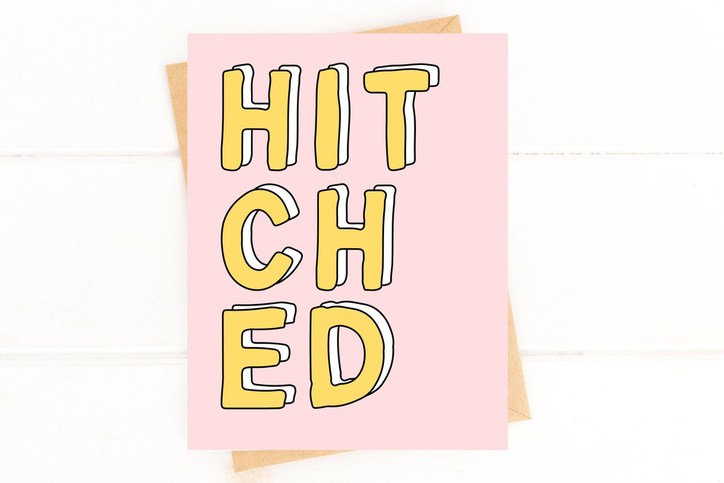 Hitched Cute Engagement Party Card Wedding Card for Couple by Five Dot Post