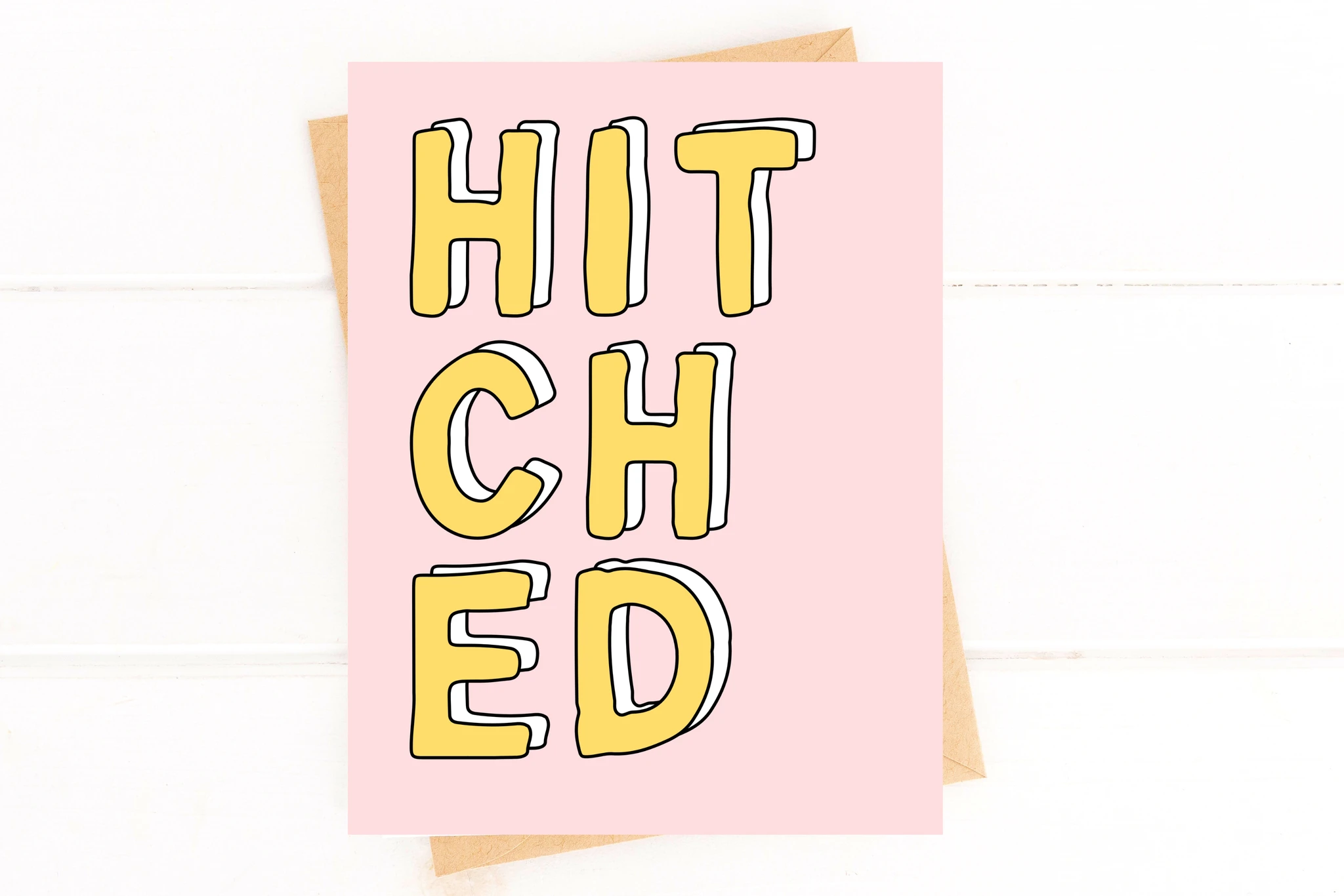 Hitched Cute Engagement Party Card Wedding Card for Couple by Five Dot Post