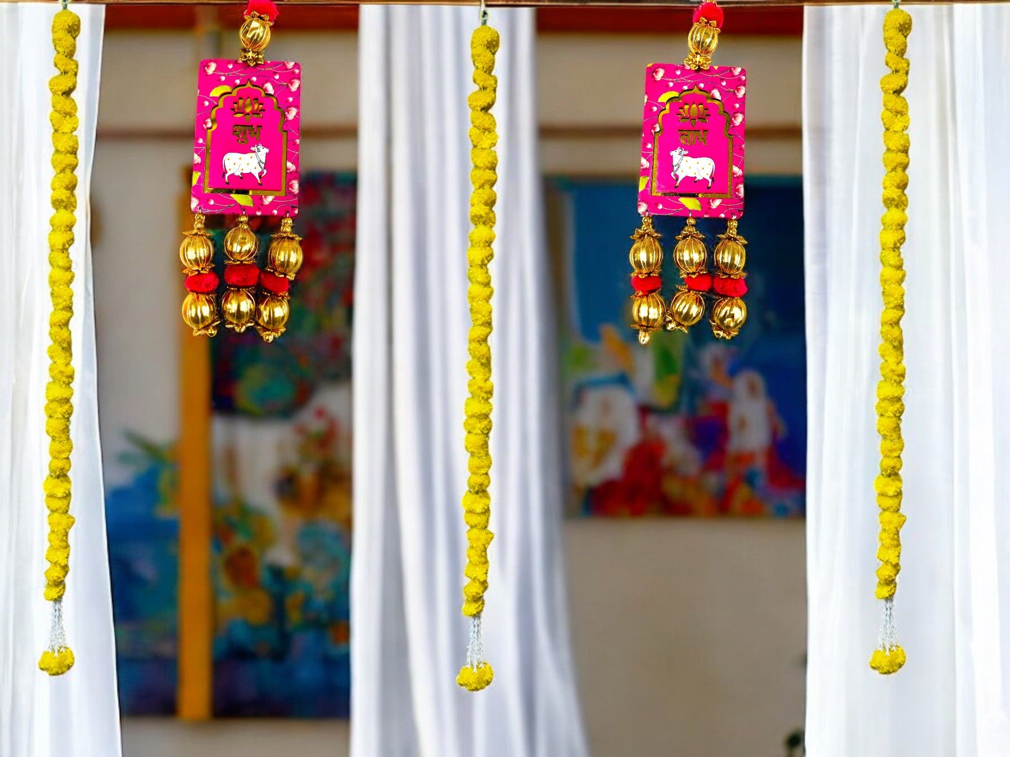 Shubh Labh & Pichwai Gota Hanging,  Set of 2