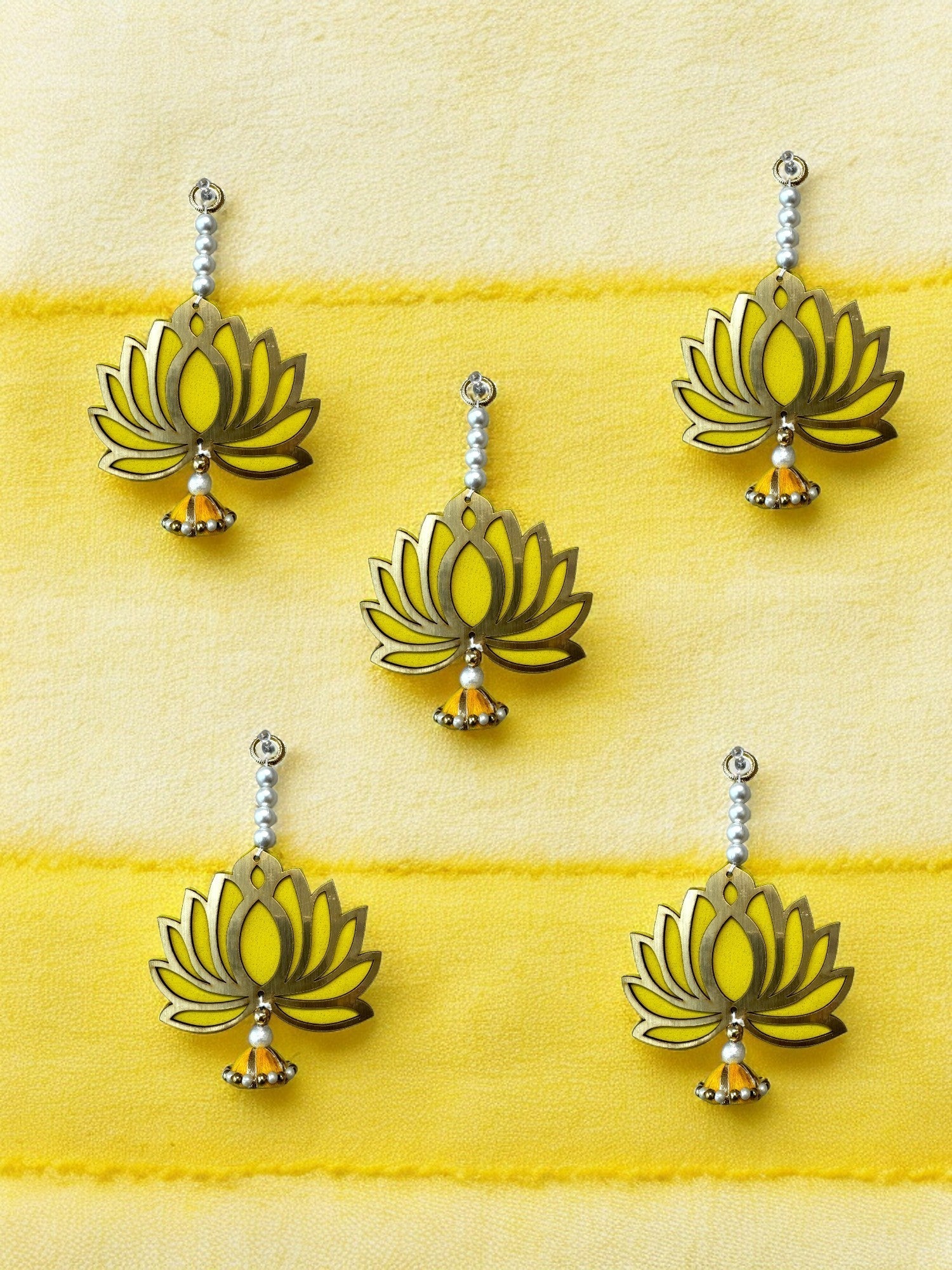Ready to Gift Combo - Lotus Hangings & Elephant Diya in Organza Potli