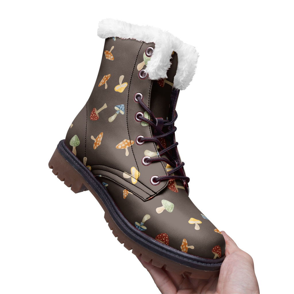Mushroom hunter cottagecore Unisex Lace Up Chukka Boots, fur lined