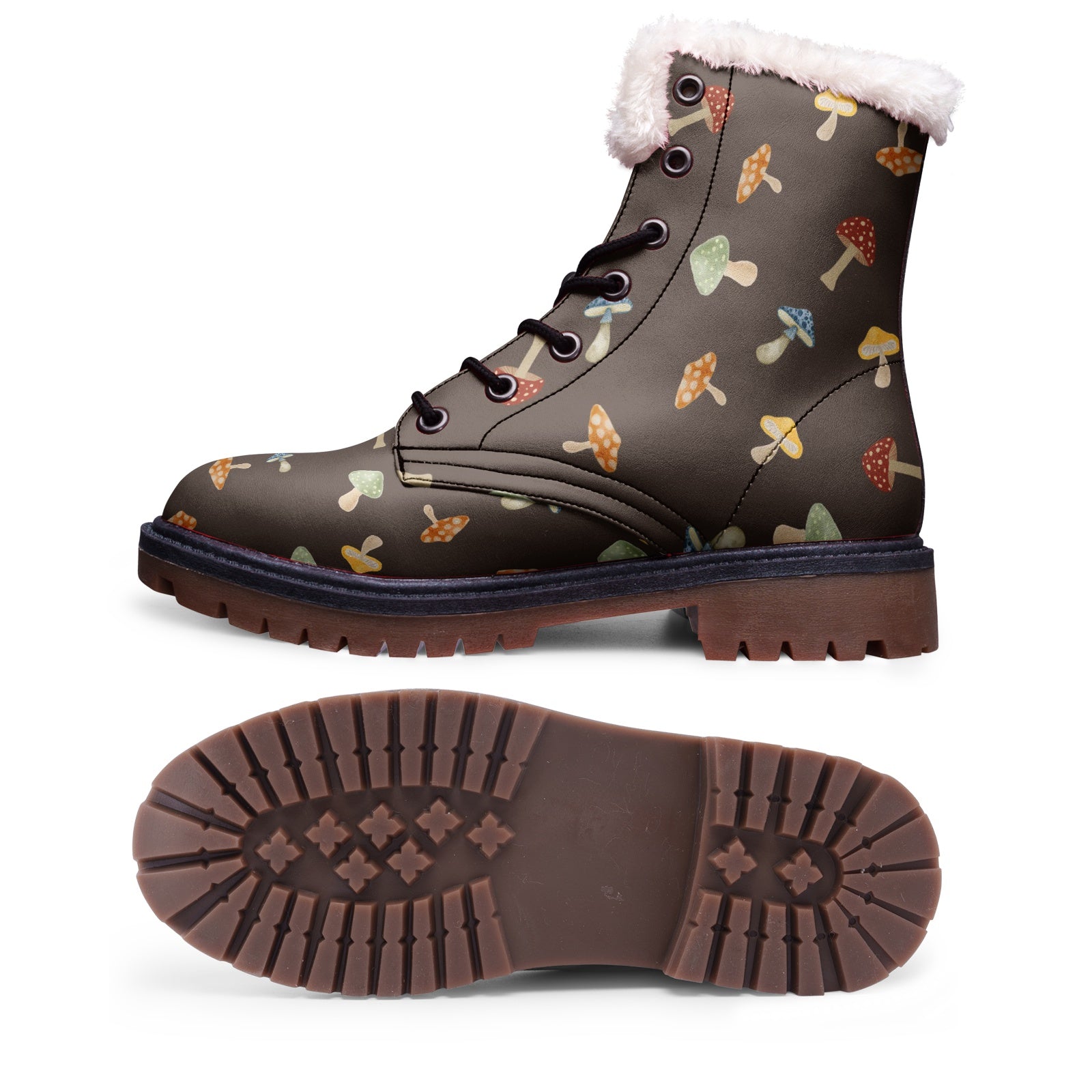 Mushroom hunter cottagecore Unisex Lace Up Chukka Boots, fur lined