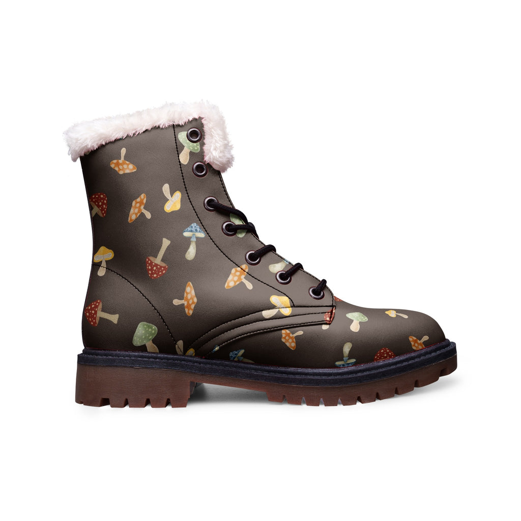 Mushroom hunter cottagecore Unisex Lace Up Chukka Boots, fur lined