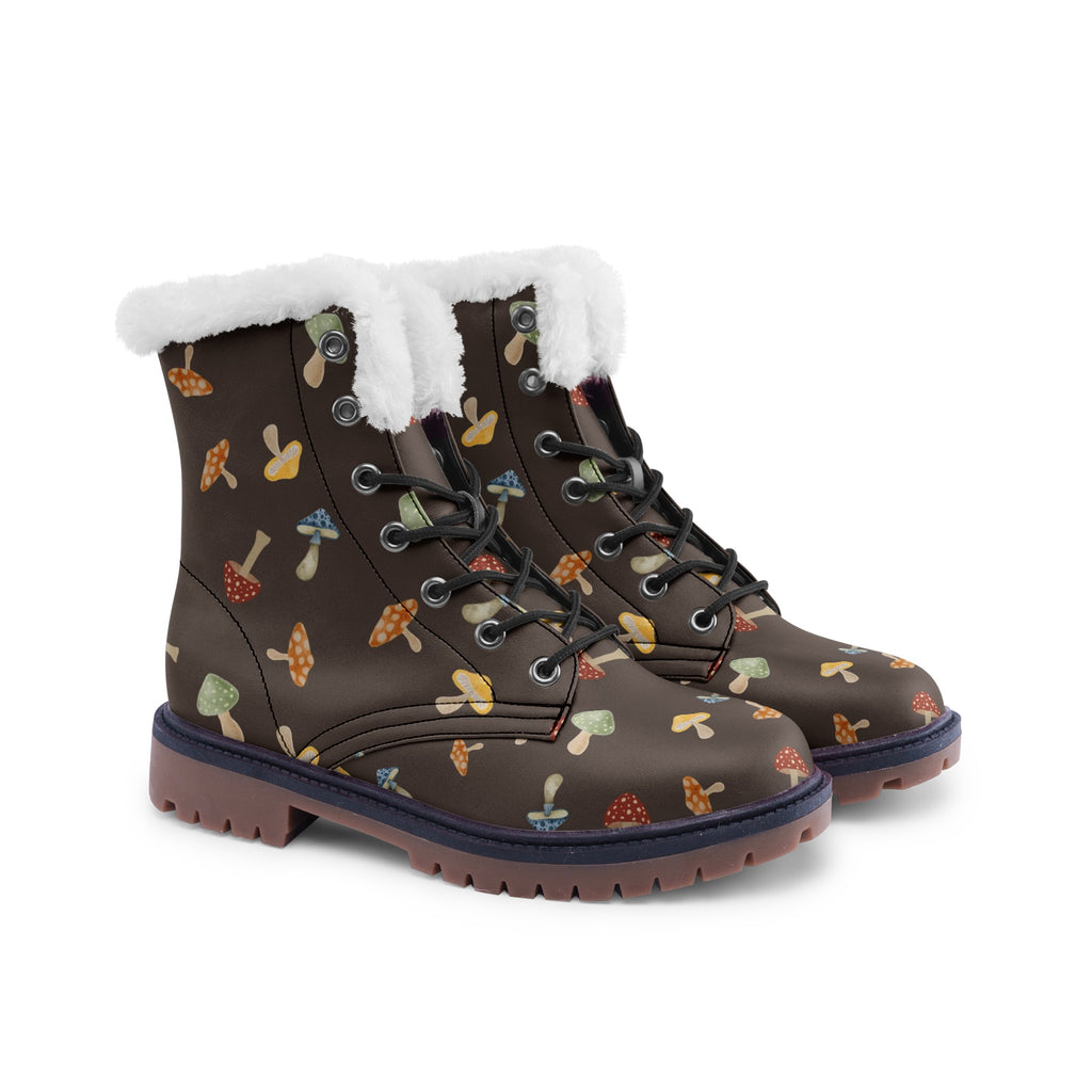 Mushroom hunter cottagecore Unisex Lace Up Chukka Boots, fur lined