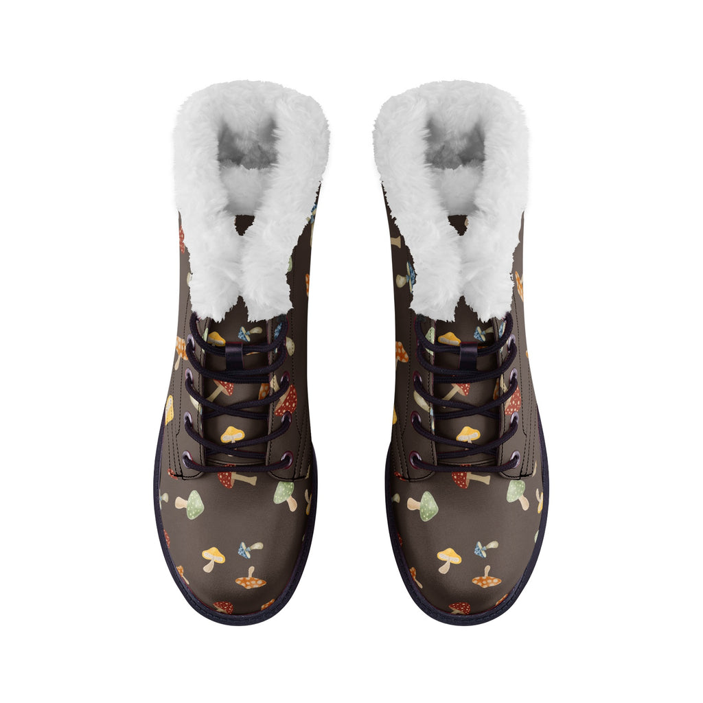 Mushroom hunter cottagecore Unisex Lace Up Chukka Boots, fur lined