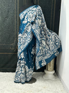 Kantha silk saree : fall pico done by Kurti Connection USA