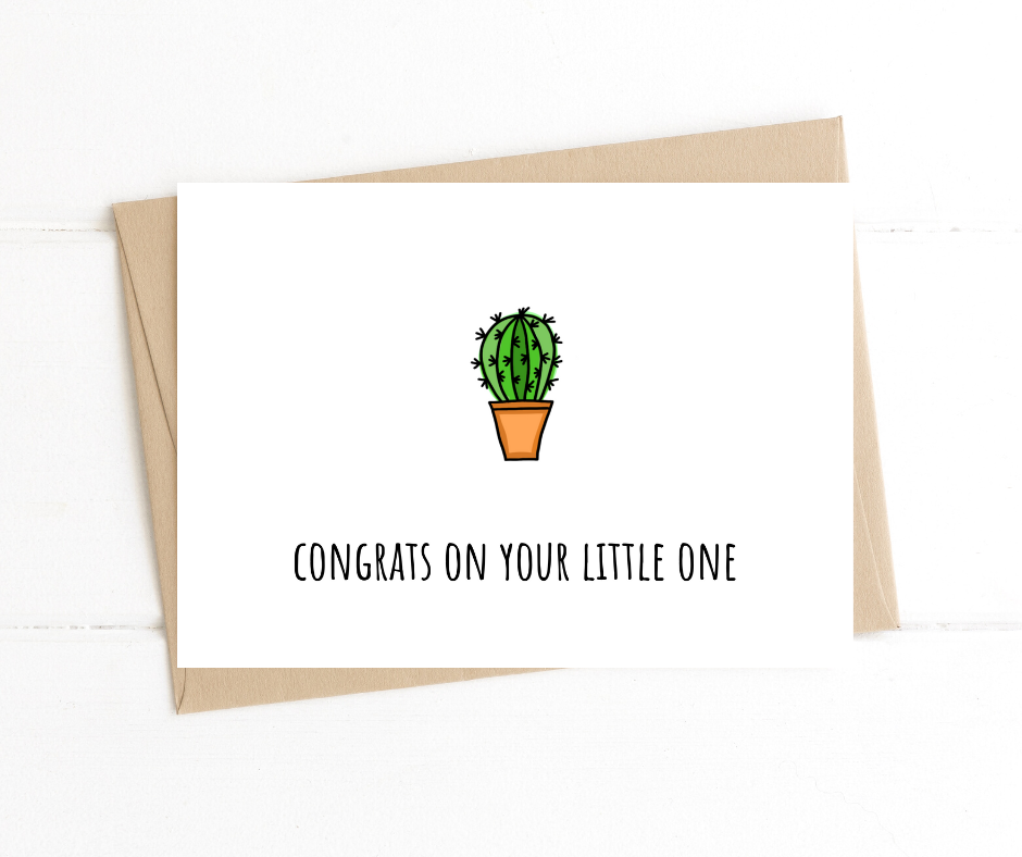 Cactus New Baby Card, Cute Cactus Card, First Baby Congrats Pregnancy Card