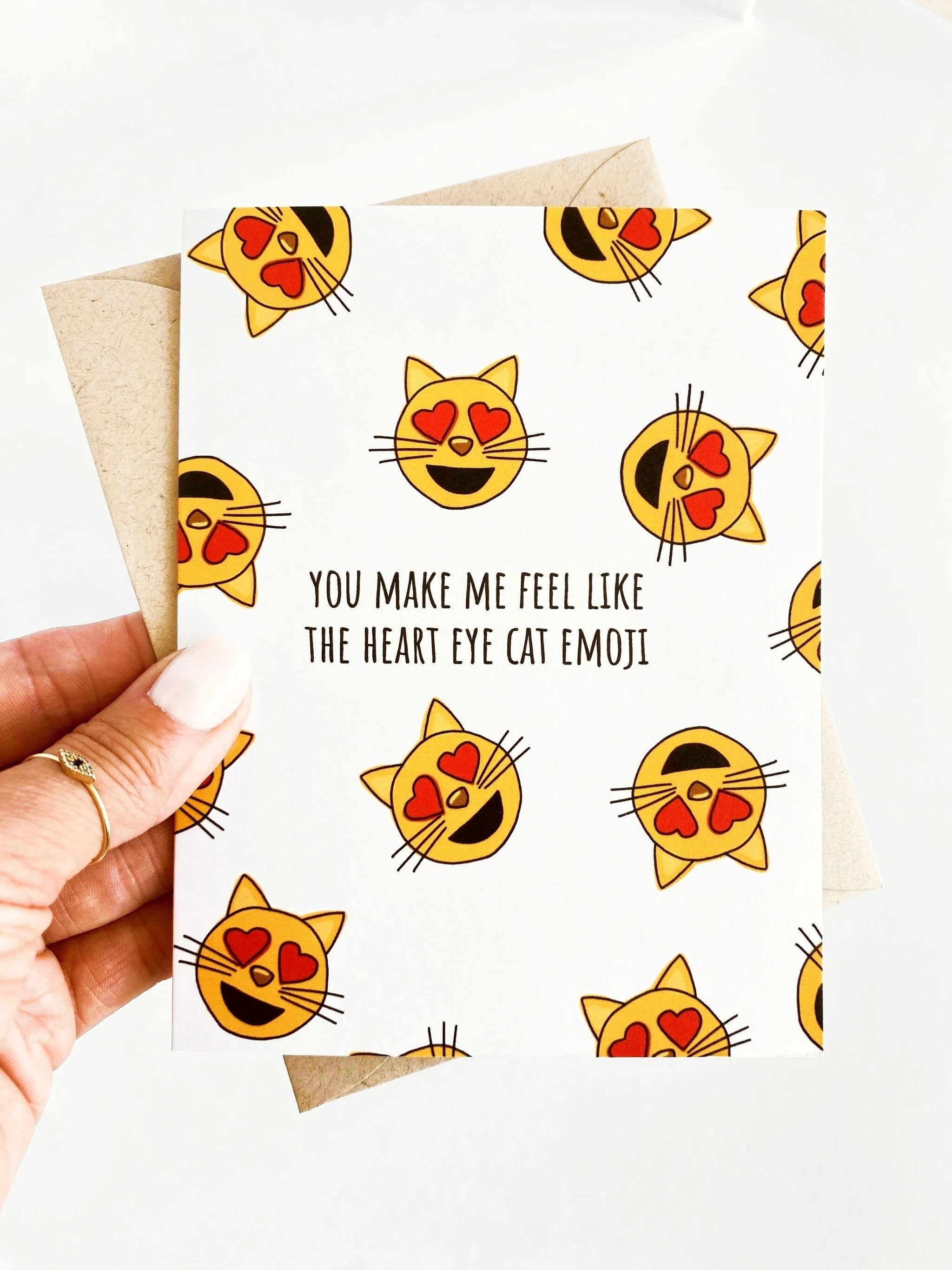 Funny Cat Emoji Valentine’s Card – Cute Anniversary Card for Cat Lovers by Five Dot Post