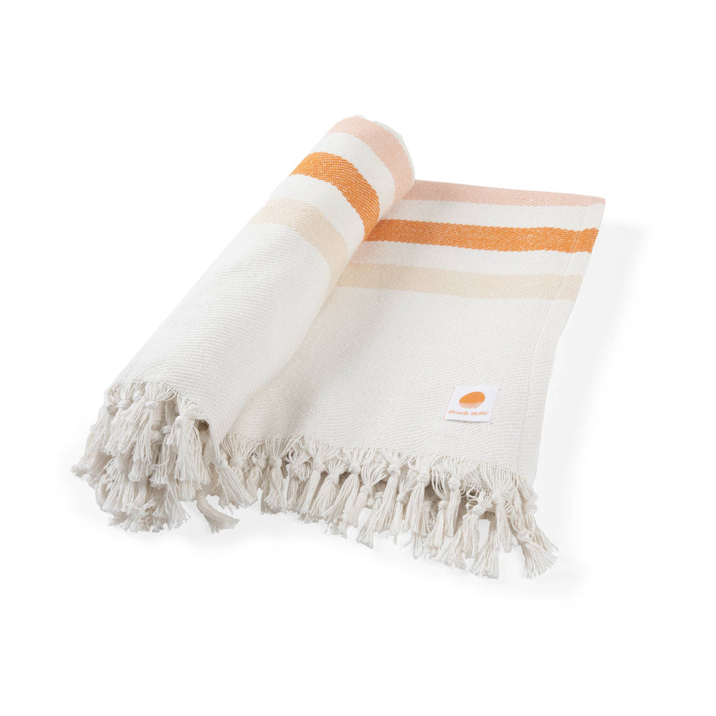 Oceanside Sunset Stripe Cotton Beach Blanket by Beach State