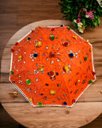 Orange Mirror Work Umbrella