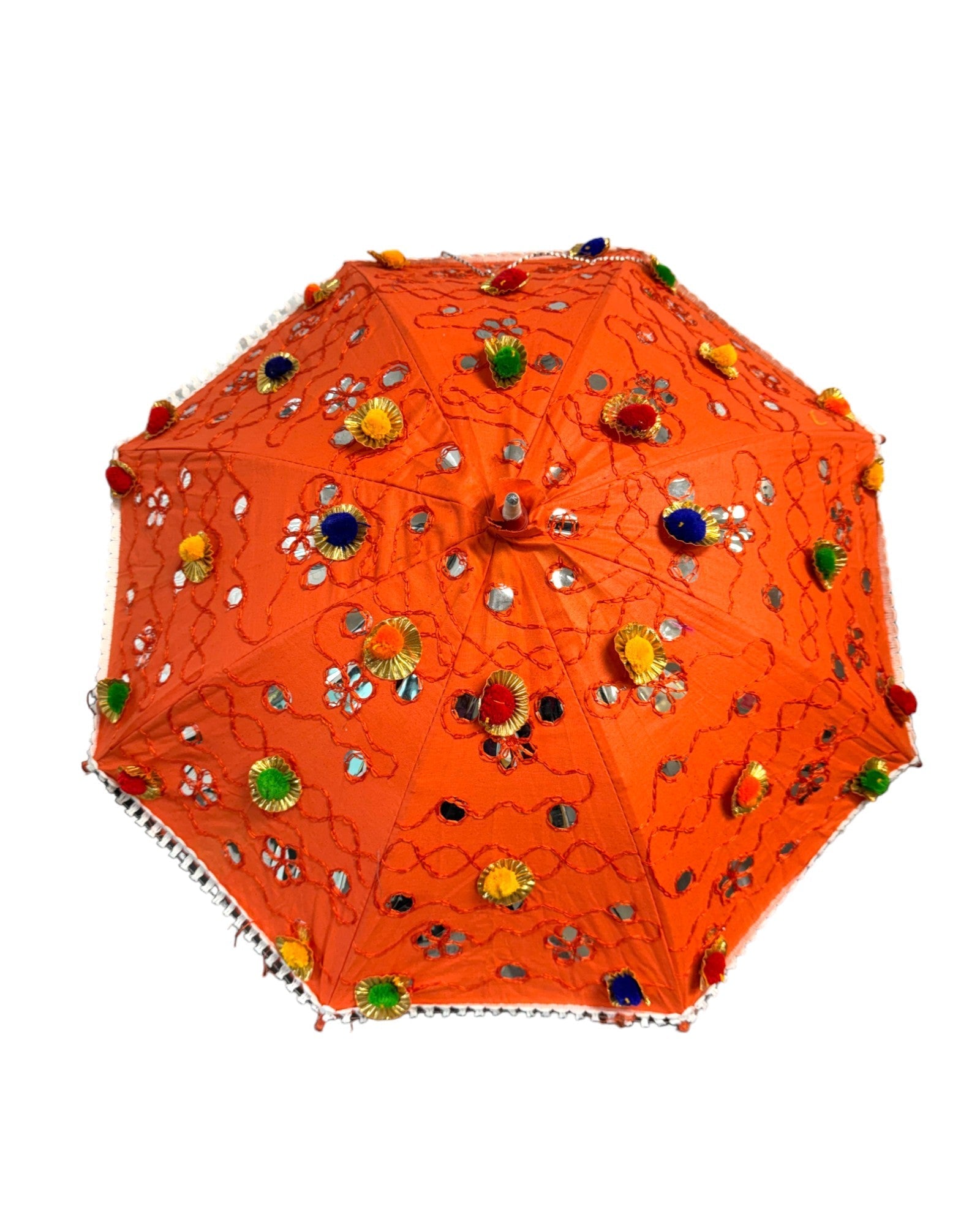 Orange Mirror Work Umbrella