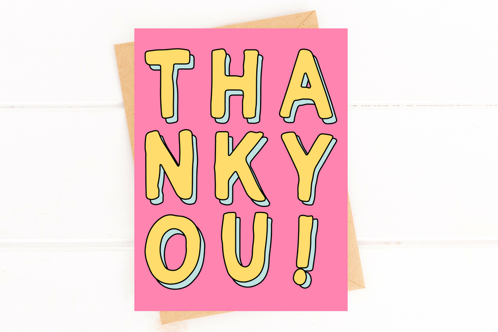 Pink Modern Thank You Card