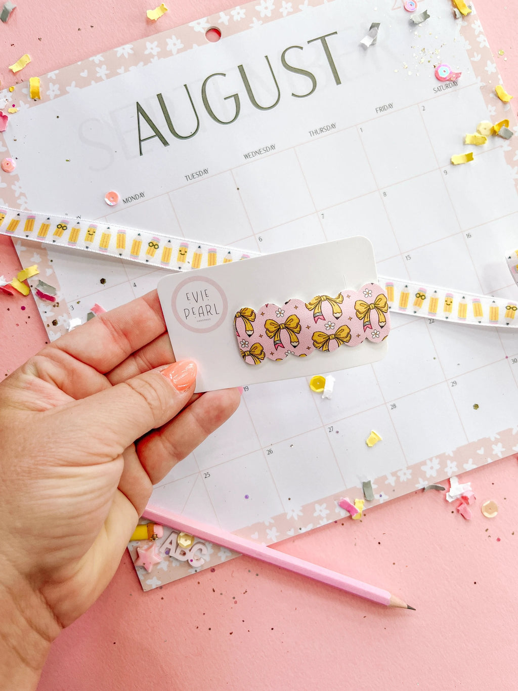 Pencil Bow Single Snap Clip by Evie Pearl Handmade