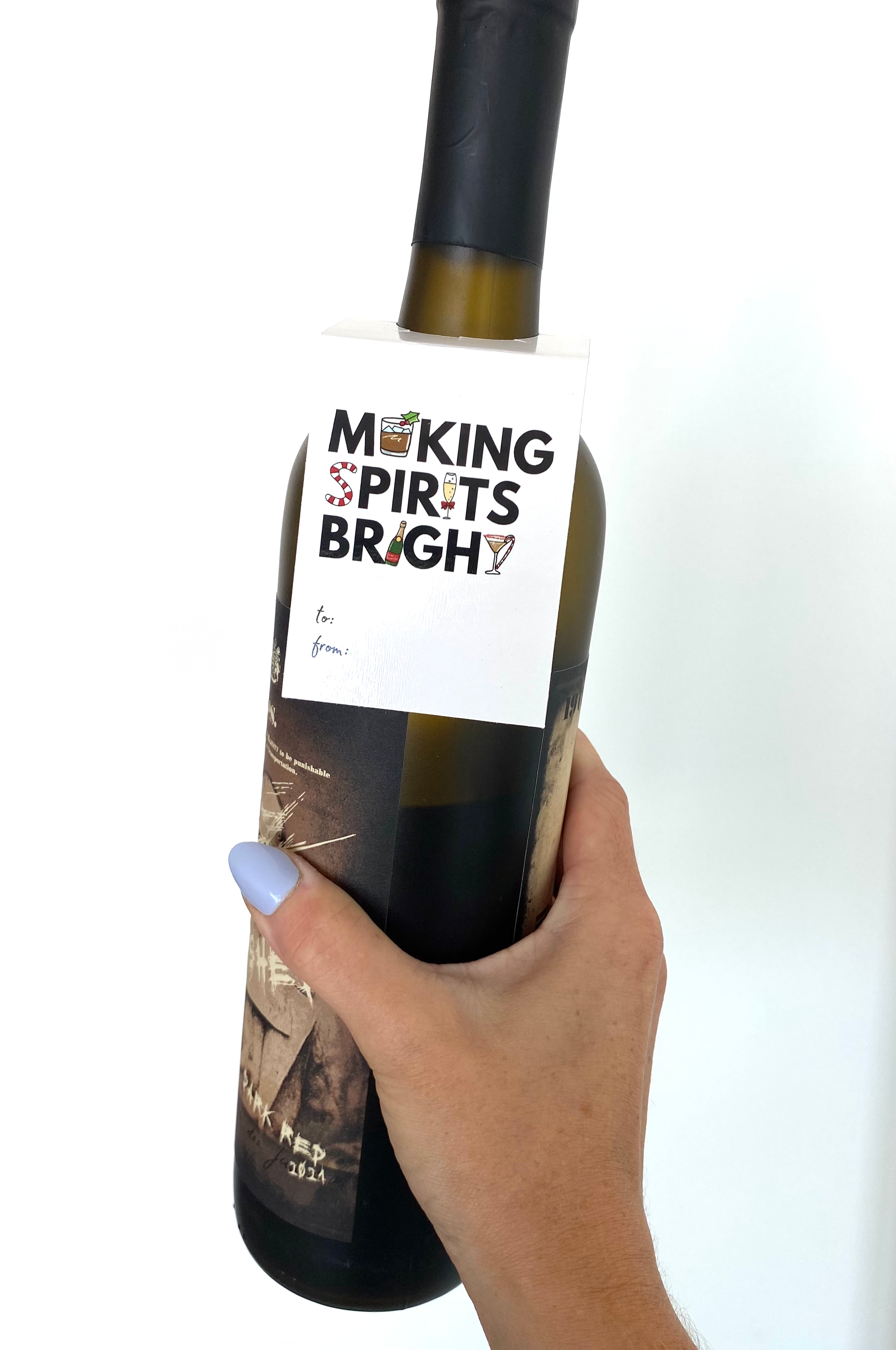 Making Spirits Bright Holiday Wine Bottle Gift Tag
