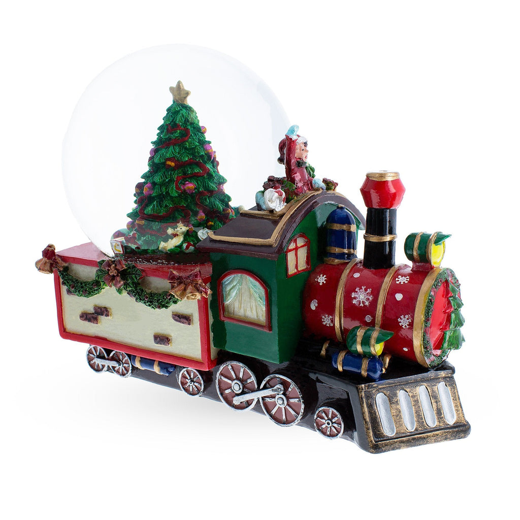 Children Riding Train Musical Christmas Water Snow Globe