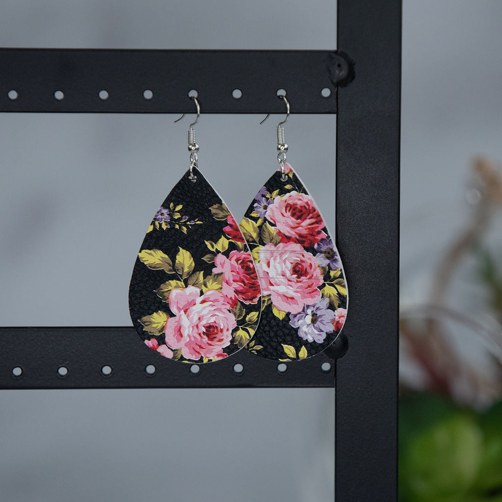 Floral Teardrop Dangle Earrings